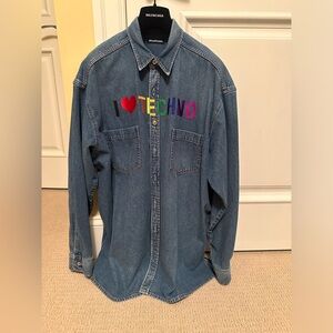 Balenciaga - Long Denim Shirt Jacket - Male 37 - Authentic